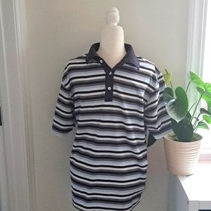 Dunning Golf Brown and Blue Stripe Polo size Large